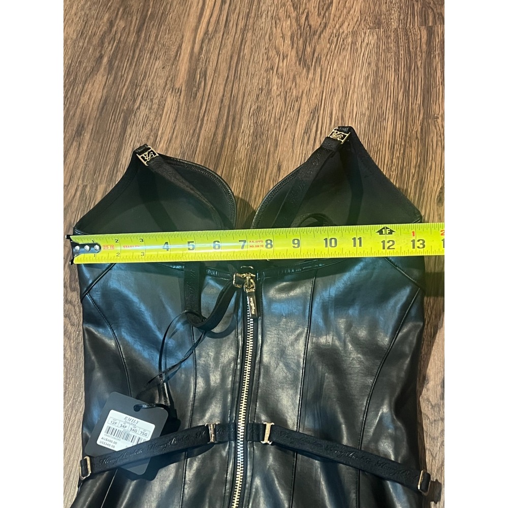 Honey Birdette Emily Black dress Bustier Gold details READ size 34G - Picture 10 of 13